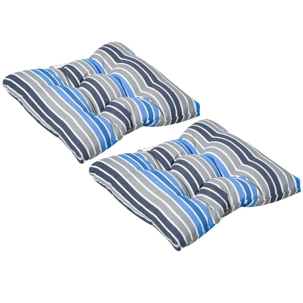 2er-Set Sitzkissen Stuhlkissen Sitzauflage Gartenstuhlkissen leicht zu reinigen Blau gestreift 50L x 45B x 8T cm - 4