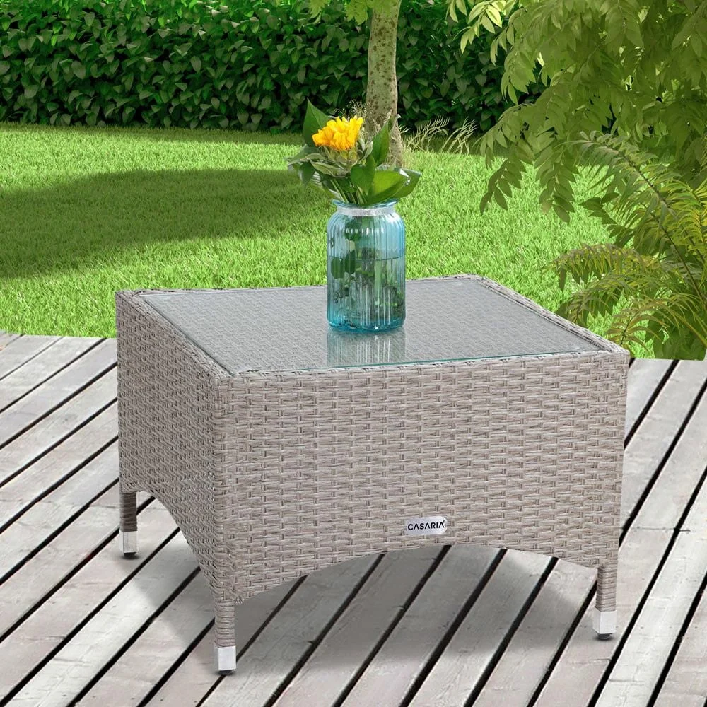 Polyrotan Beistelltisch Grau, 58 x 58 x 42 cm - 4