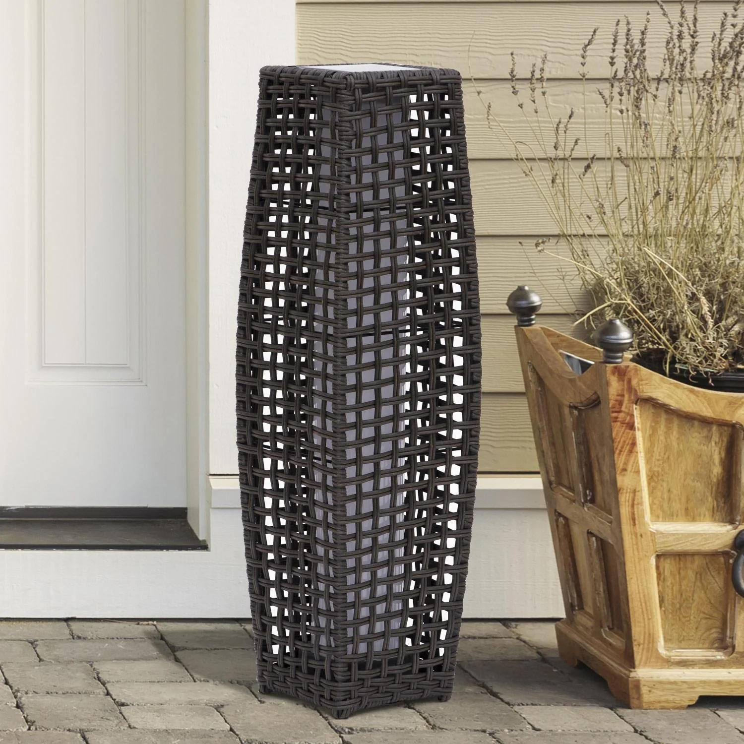 Rattan-Stehlampe mit Lichtsensor - 5