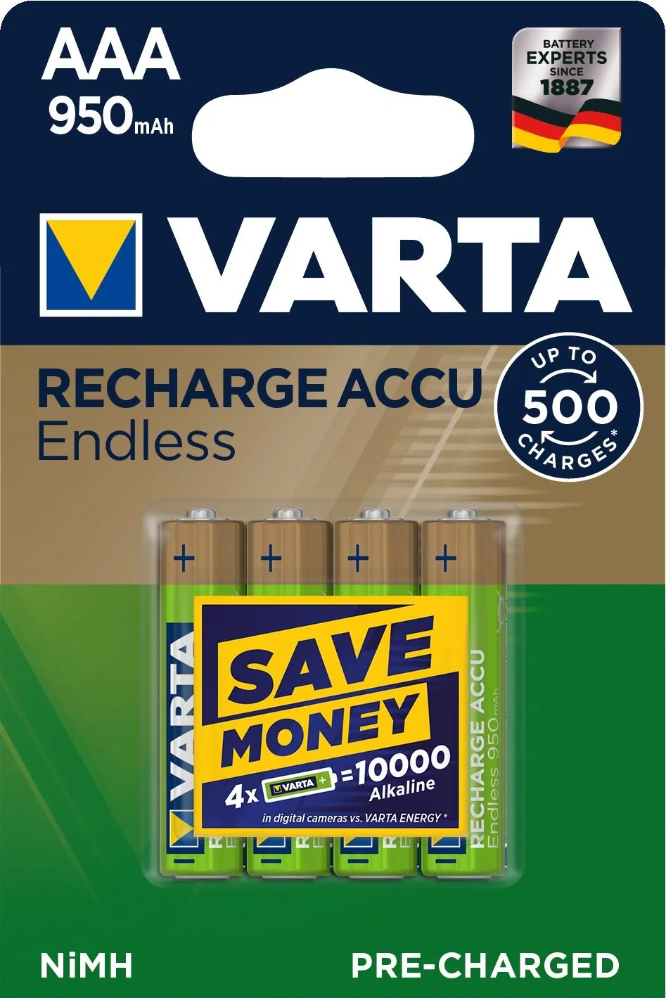 RECHARGE Endless Micro (AAA) Akku mit 950mAh - 4 Stück - 4