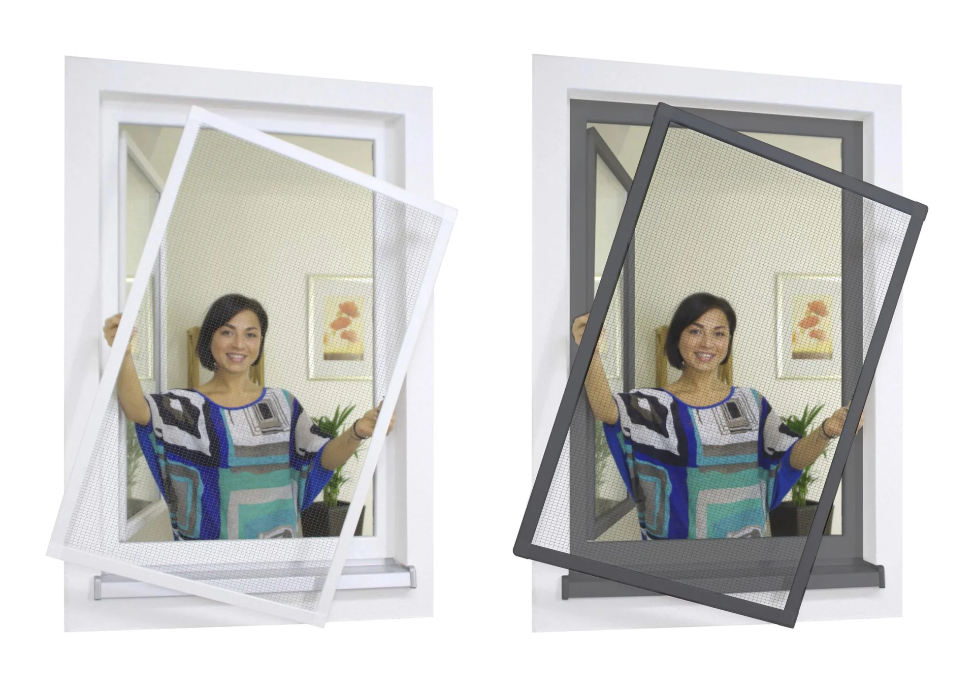 Insektenschutz-Spannrahmenset Premium für Fenster 120 x 150 cm, Farbe weiß - 3