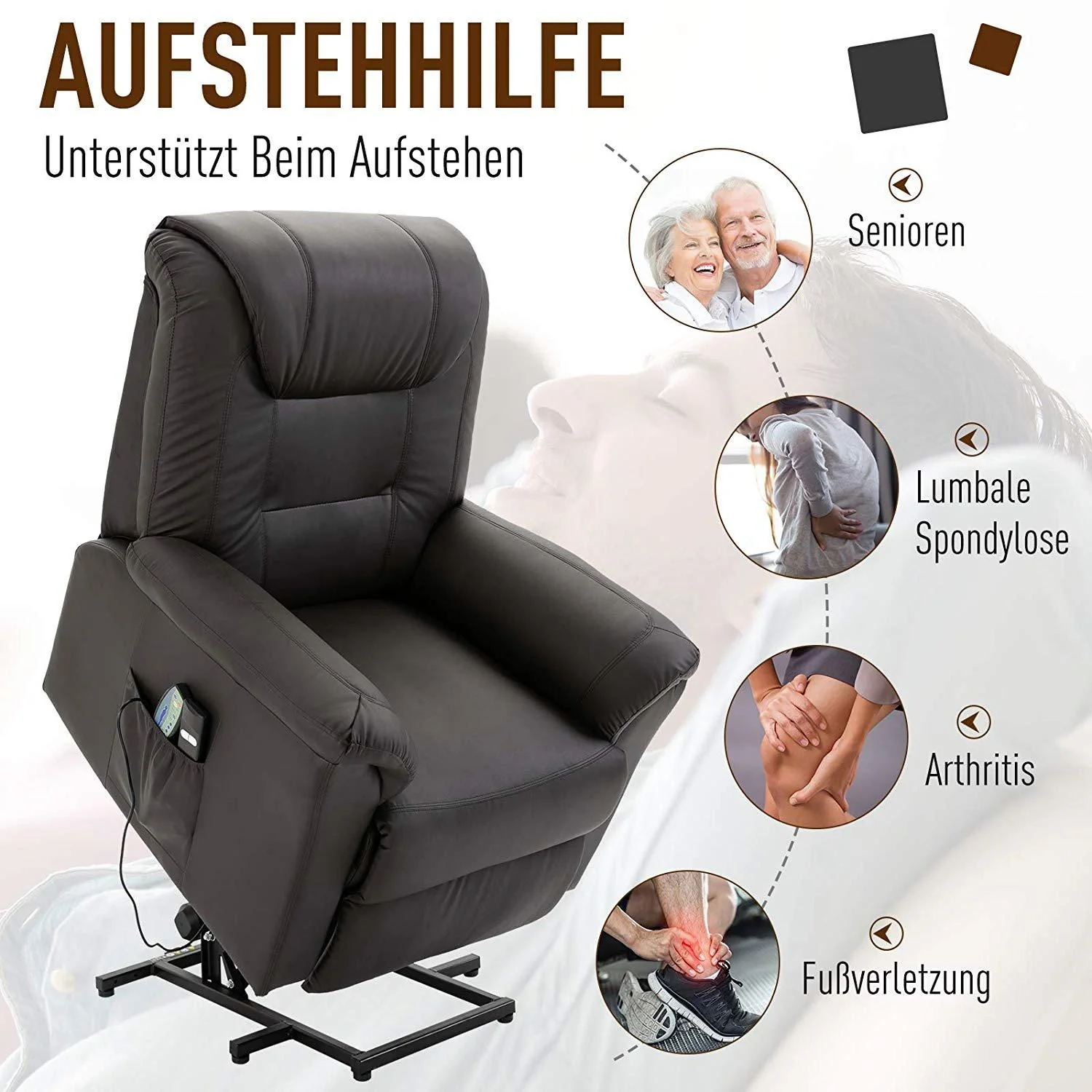 Massagesessel mit Wärmefunktion und Aufstehhilfe - 9