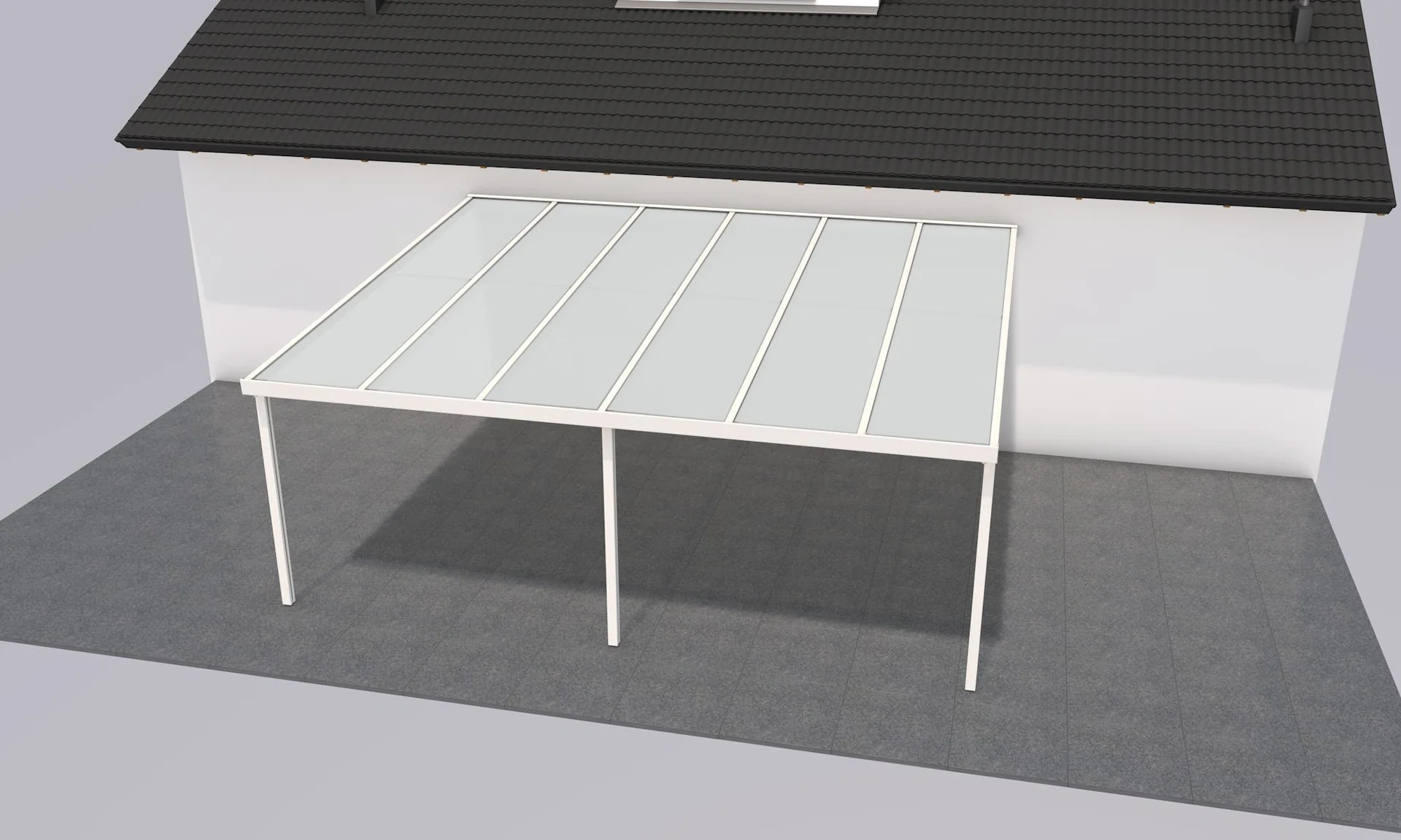 Terrassendach Premium, weiß, 6110 x 5060 mm - Klima blue - 2
