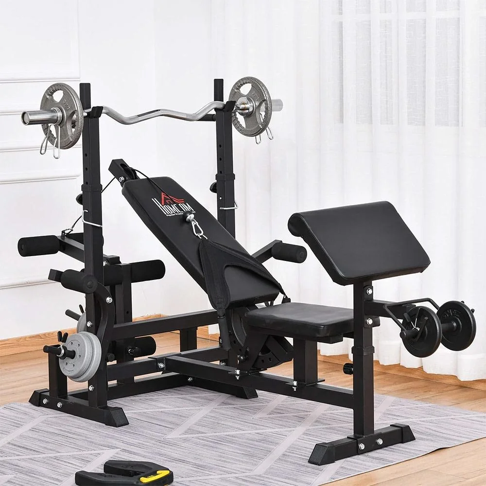 Multifunktions Trainingsbank mit Langhantel Ablage Schwarz - 3