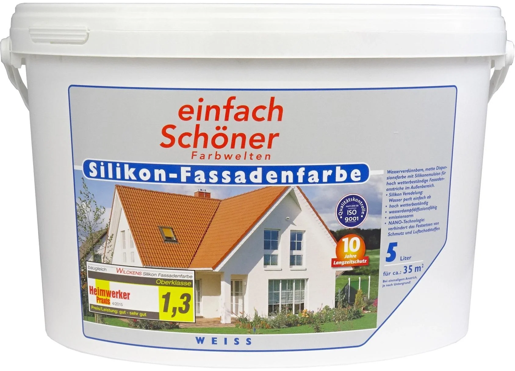 Silikon Fassadenfarbe weiß, 5 Liter - 1