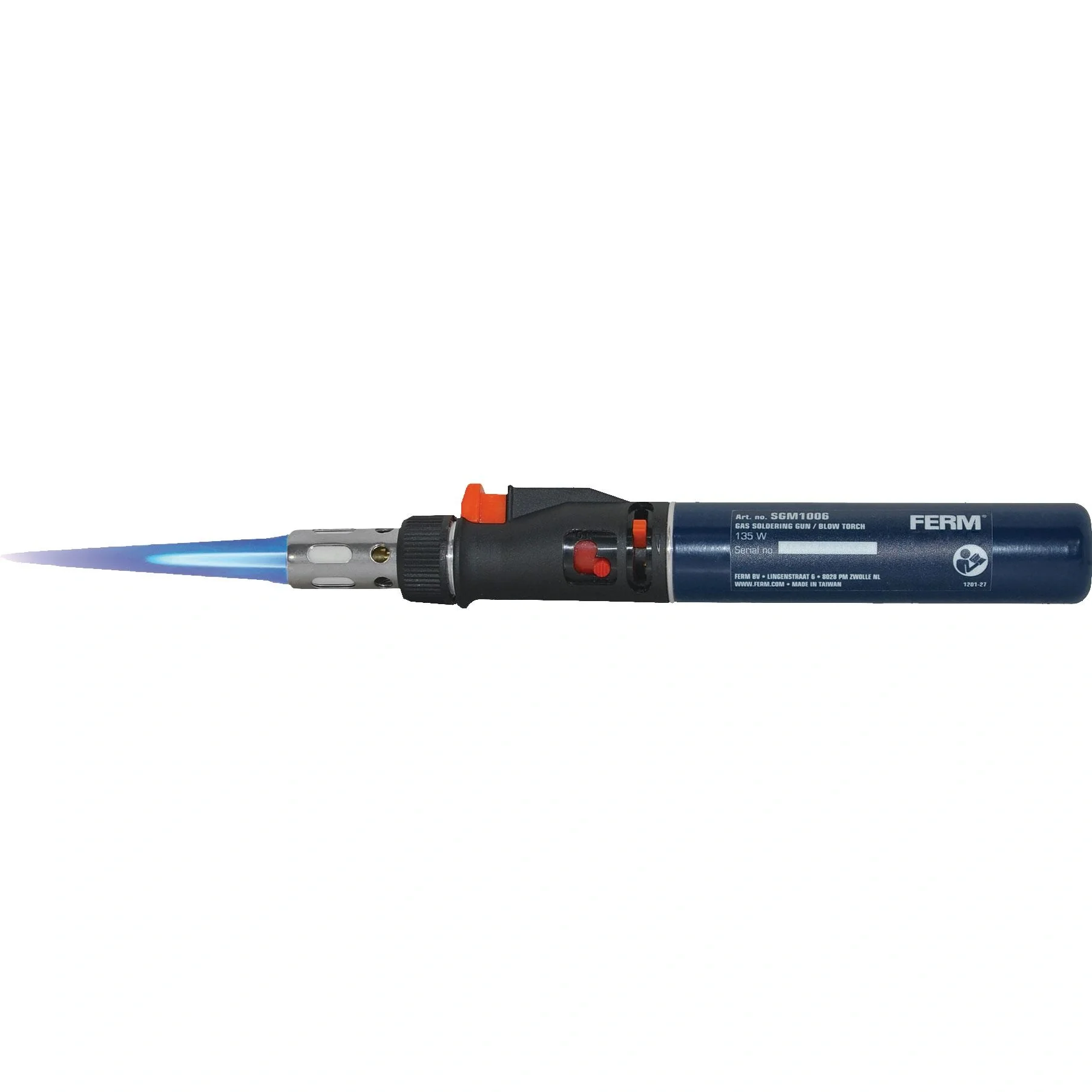 SGM1006 Gas-Lötkolben - 35 min. betriebsdauer - Inkl. Lötspitze Schrägform 8mm und Lötspitze Meißel form 3,5mm - 5