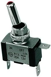 Kippschalter Metall 12 V/ 20 A, mit roter LED - 2 Funktionen - 2
