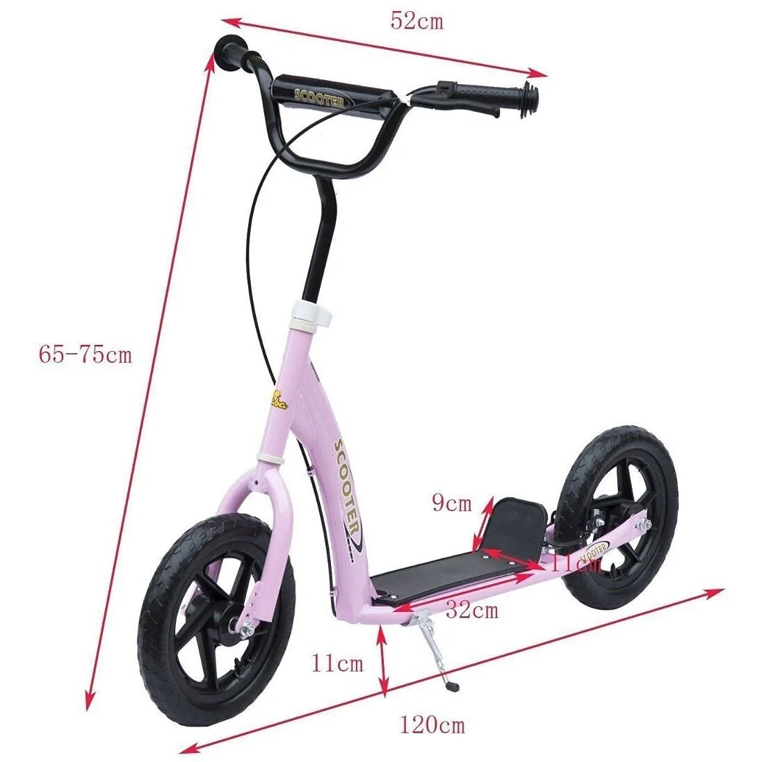Tretroller Scooter 12 Zoll Cityroller Kinder Roller Bike rosa - 7