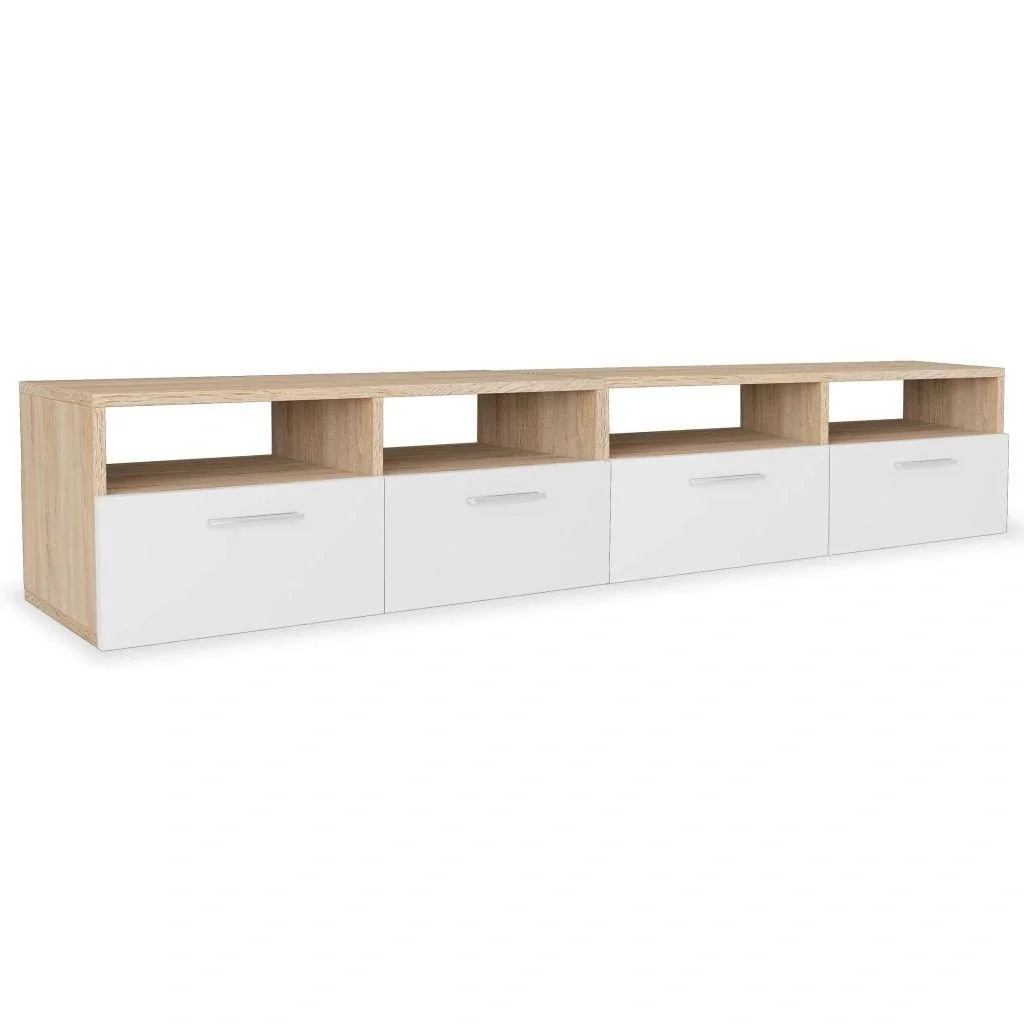 TV-Möbel 95x35x36 cm Spanplatte Eiche Farbe weiß 2 Stück - 6