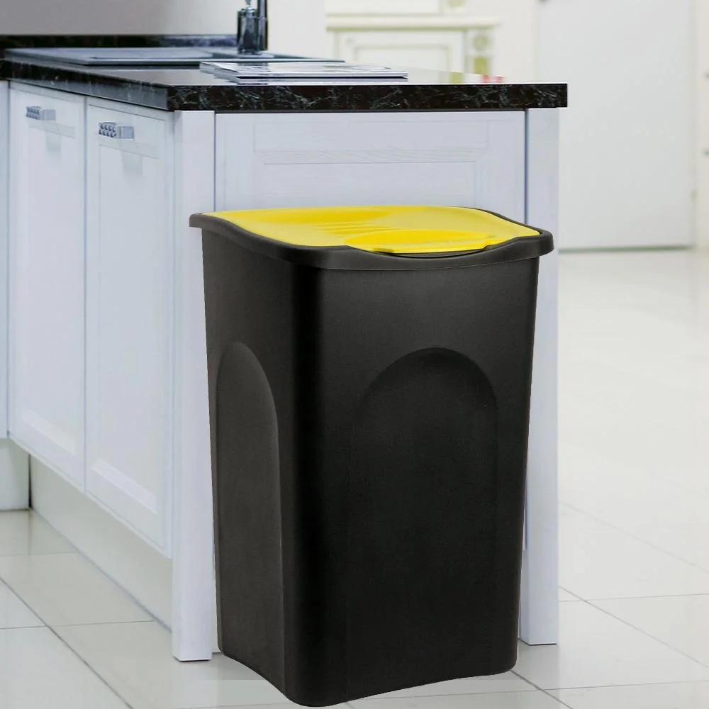 Mülleimer schwarz/gelber Kunststoff 50L - 2