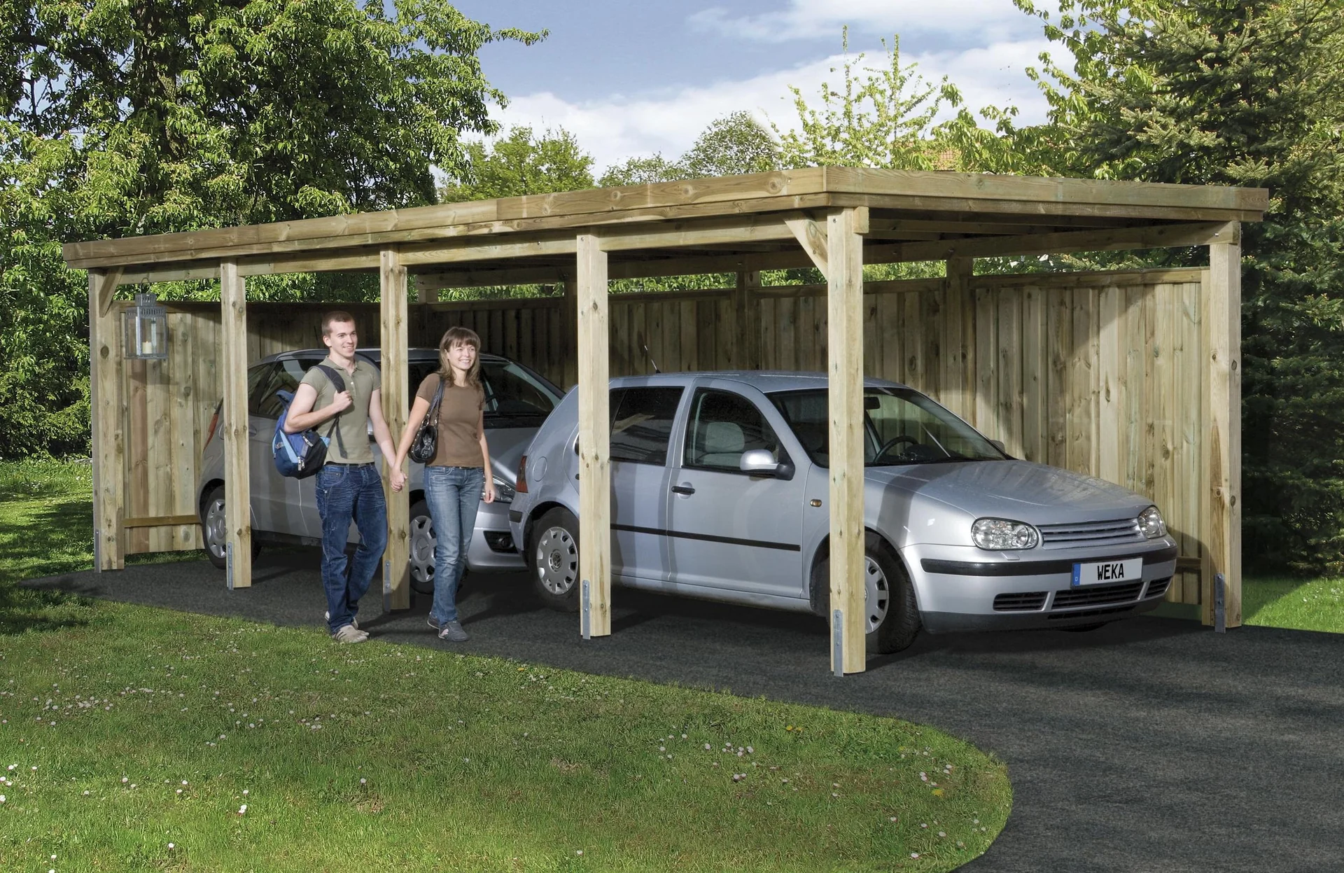 Einzelcarport "Optima", Gr. 3, Flachdach, 322 x 802 cm - 1