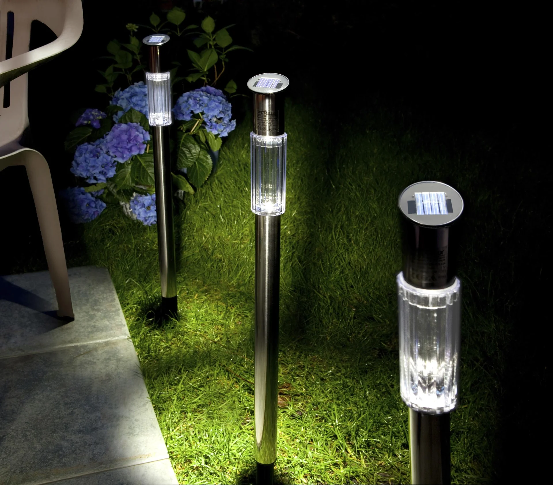 Solar-Gartenlampe, Edelstahl, 3er-Set - 5