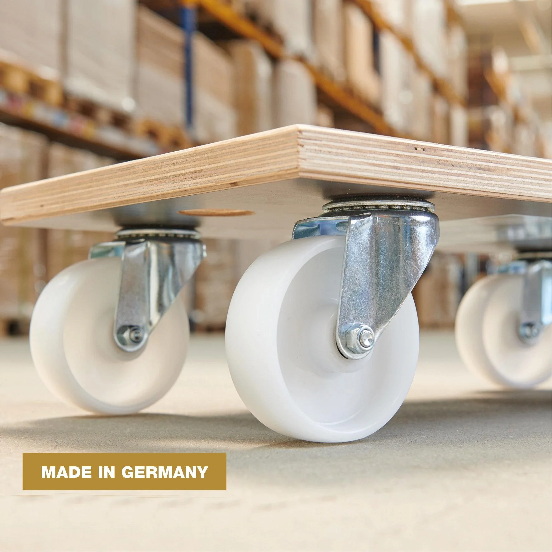 Transporthilfe MM 1143, 57,5 x 30 x 15 cm, harte Rollen Ø 100 mm, Rollenlager, Platte Maxigrip FSC®, Tragkraft 500 kg - 8