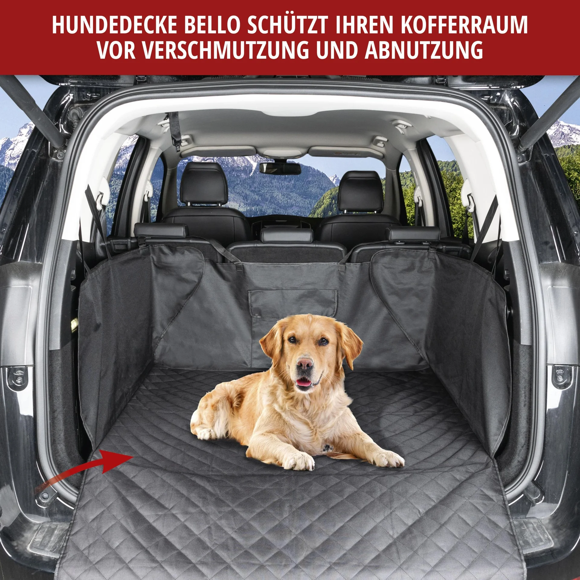 3in1 Kofferraummatte mit Ladekantenschutz, schwarz - 5