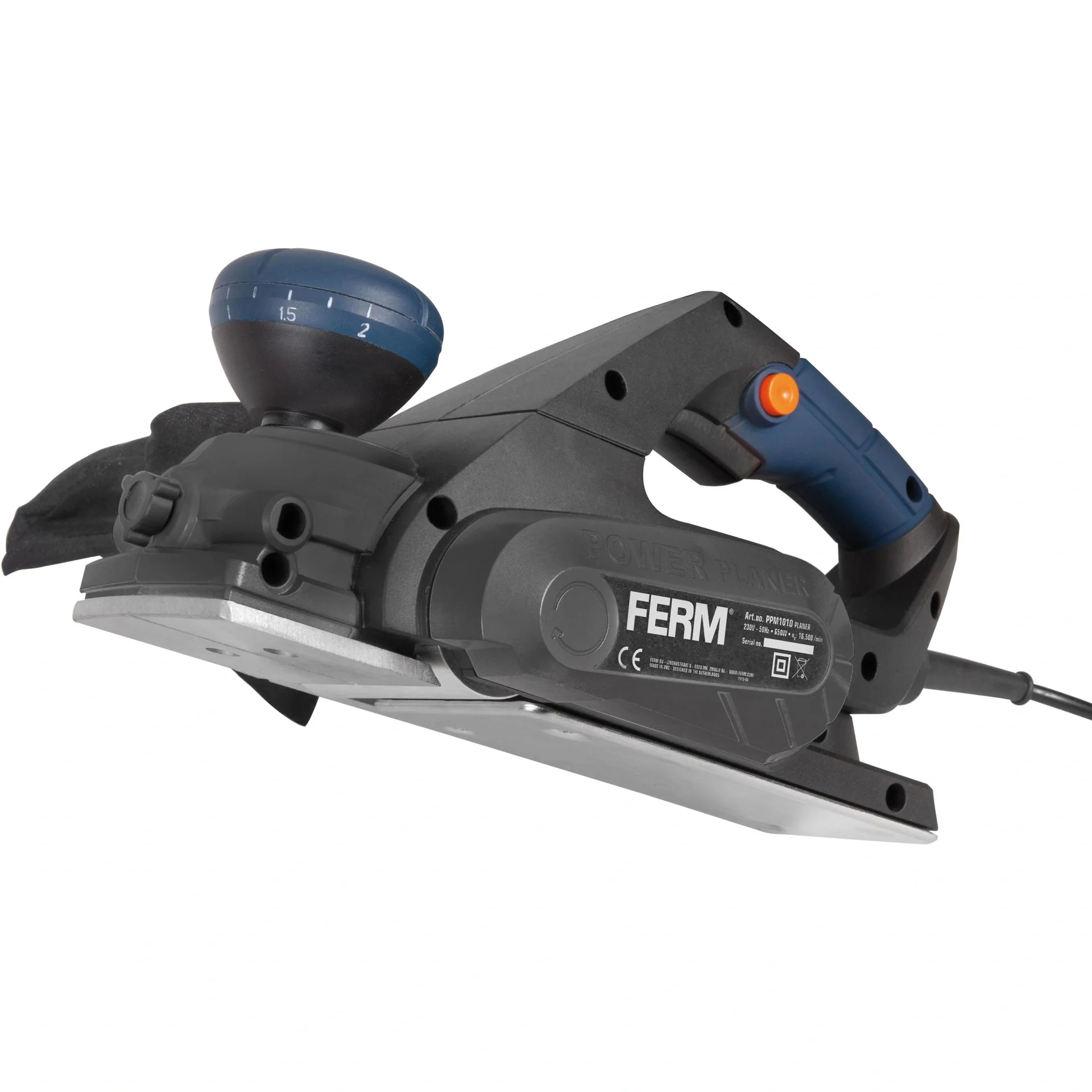 PPM1010 Elektrohobel 650W - Softgriff - 8 einstellbare Hobeltiefe - Wendbare Hobelmesser - Mit Parallelführung und Staub - 1