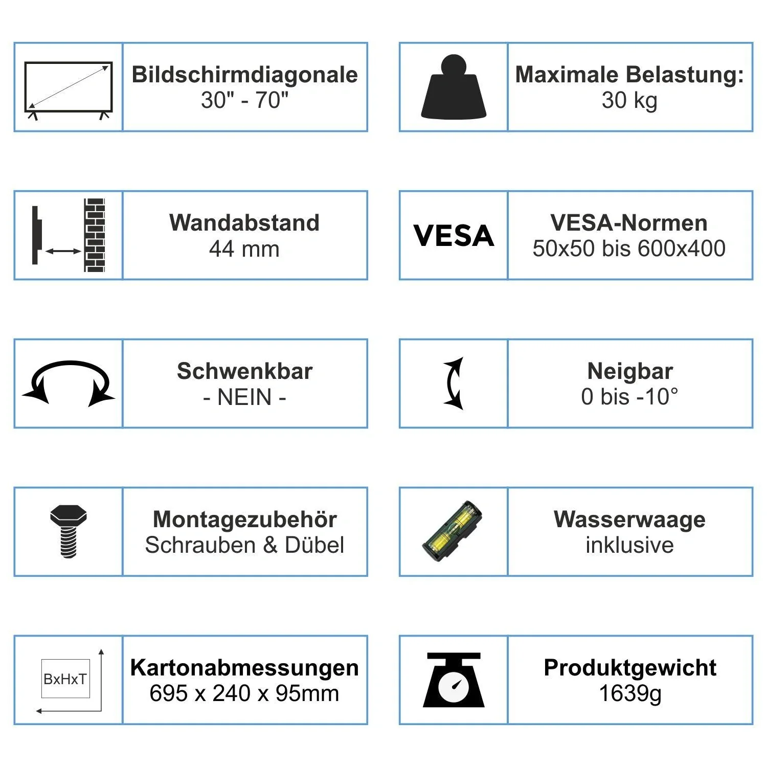 Basic LCD TV Wandhalter 30-70 Zoll - 11