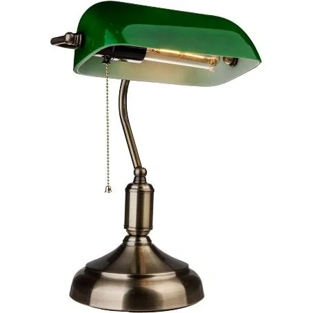 VT-7151 Bankerleuchte grünes Glas - Retro Vintage Schreibtischleuchte - Notarleuchte - E27 - 1