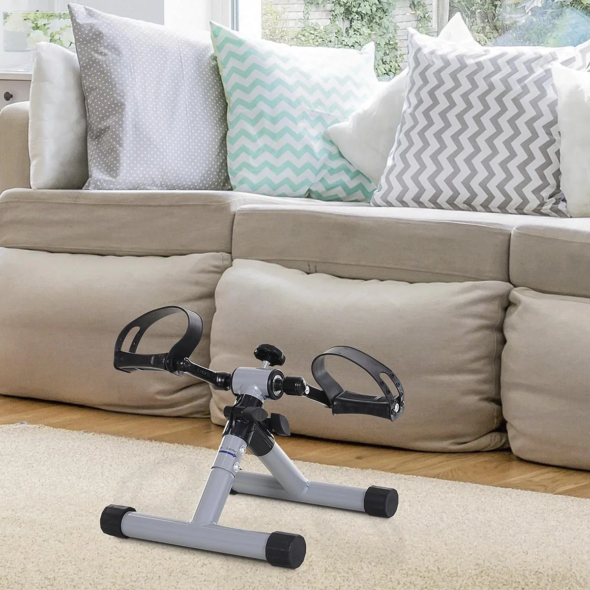 Mini-Heimtrainer faltbar und stufenloser Widerstand silbergrau - 3