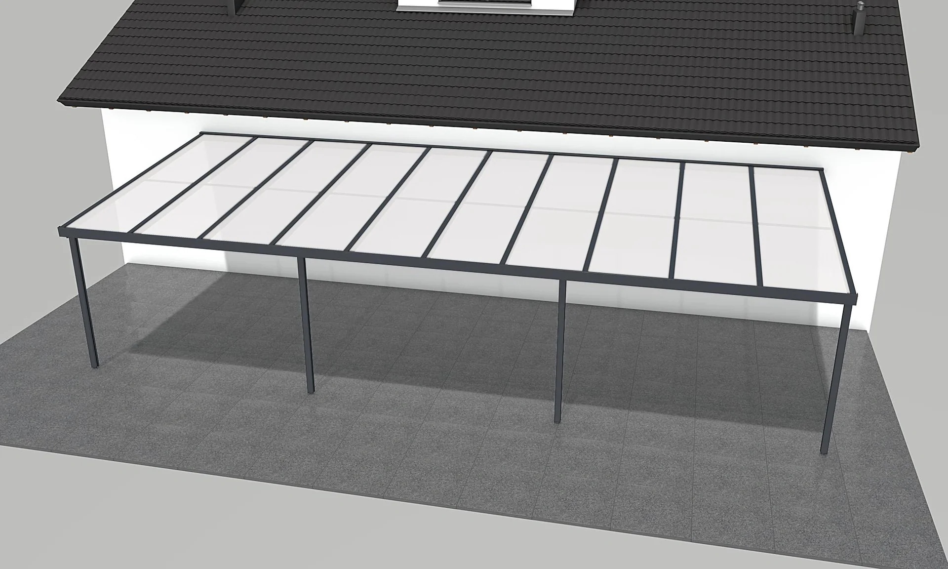 Terrassendach Premium, anthrazit, 10140 x 4060 mm - Klima blue - 2