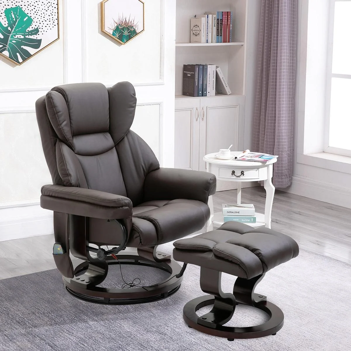 Massagesessel mit Fußhocker Relaxsessel Heizfunktion 145°-Neigung PU Braun 79 x 82 x 101 cm - 3