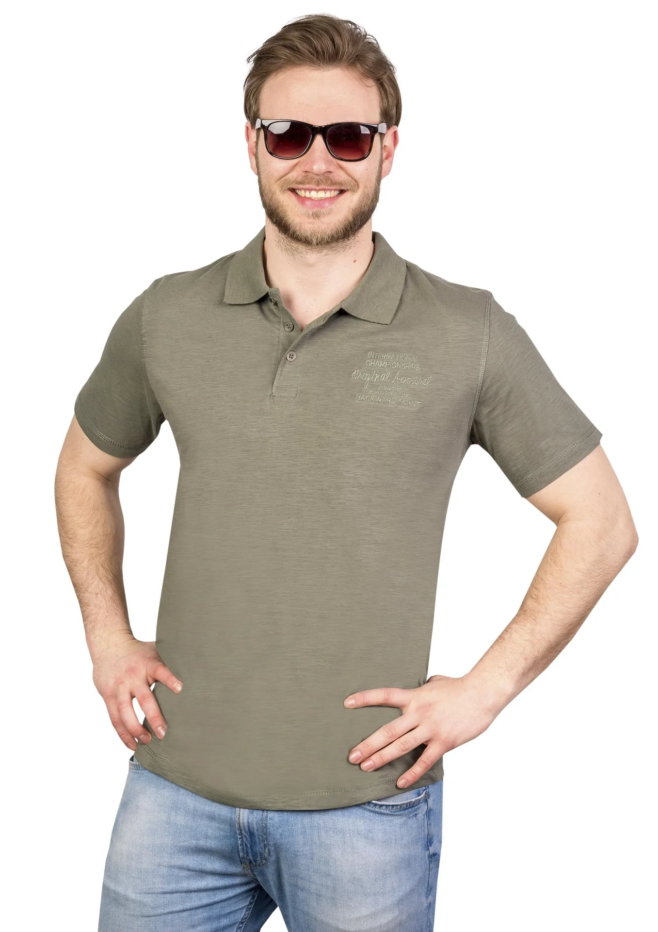 Poloshirt mit Knopfleiste, Farbe khaki, Gr. 3XL - 2