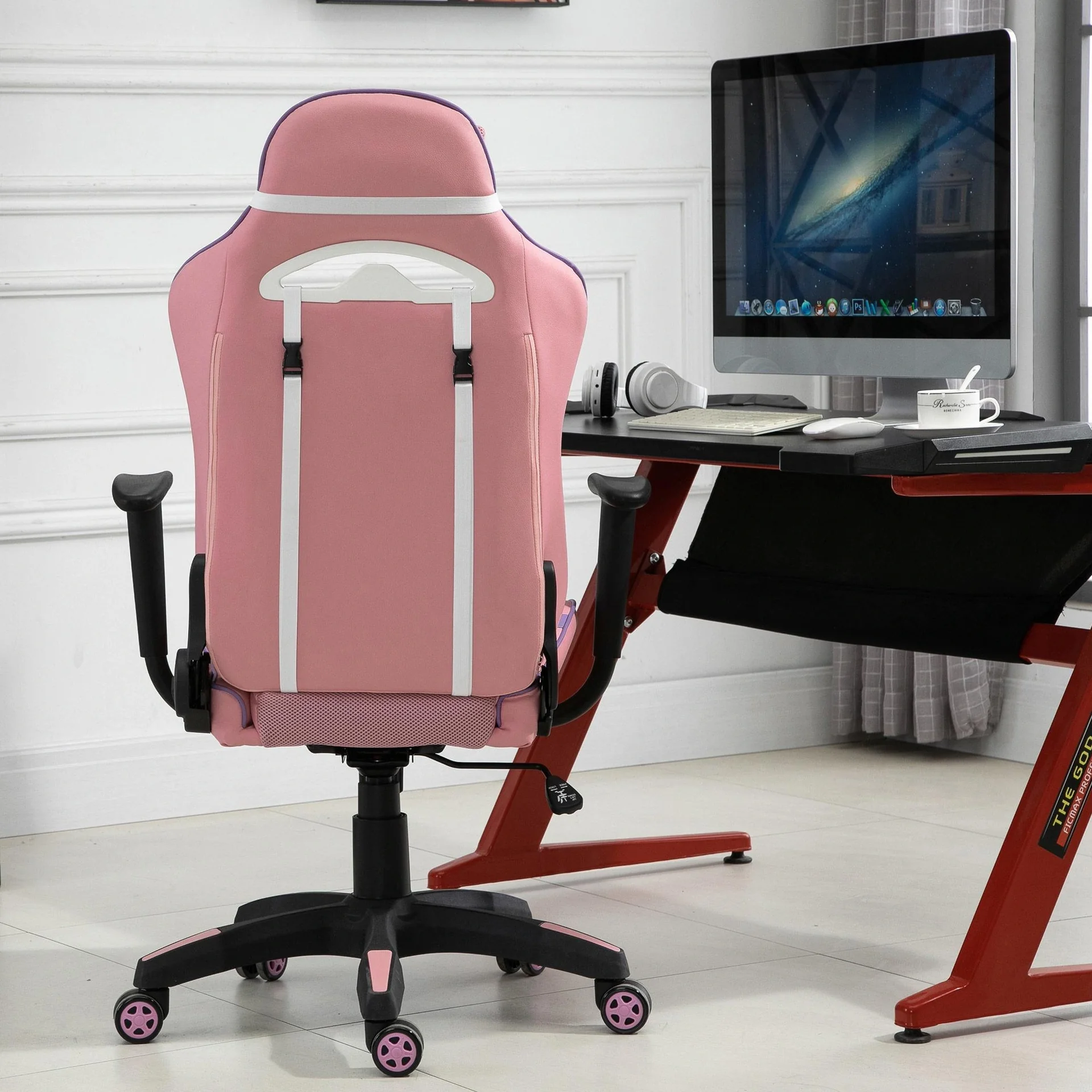 Violetter Gaming-Stuhl, rosa - 7