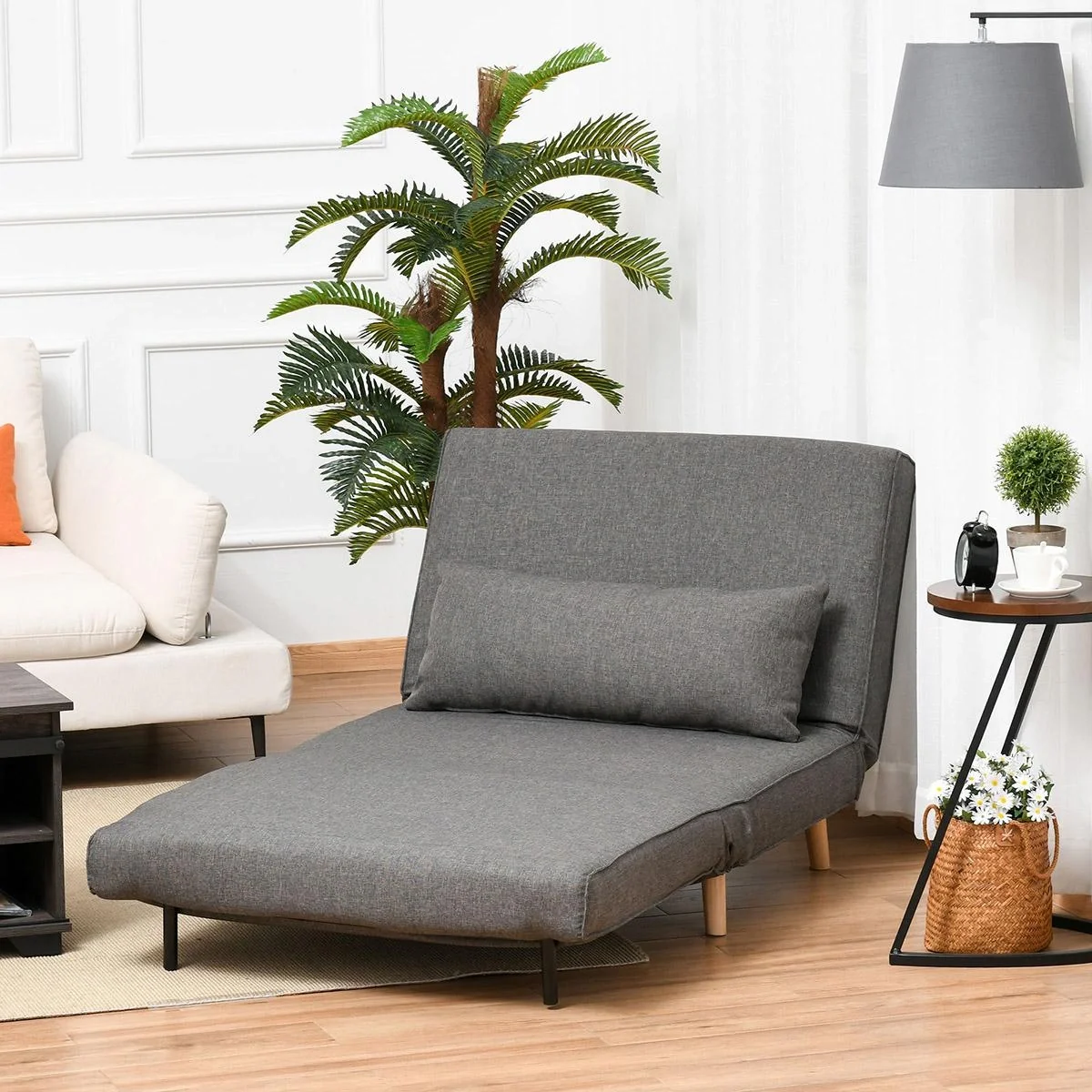 Einzelsofa Schlafsofa Sofabett Klappsofa verstellbar Rückenlehne Liege nordisch skandinavisch 25D Schaumstoff Haus Leine - 1