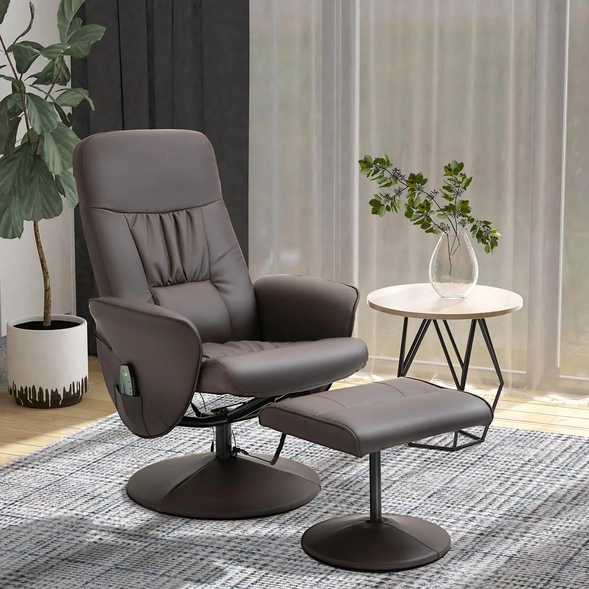 Massagesessel mit Fußhocker Relaxsessel Massagesessel TV-Sessel145°-Neigung Kunstleder Braun 76 x 81 x 105 cm - 5