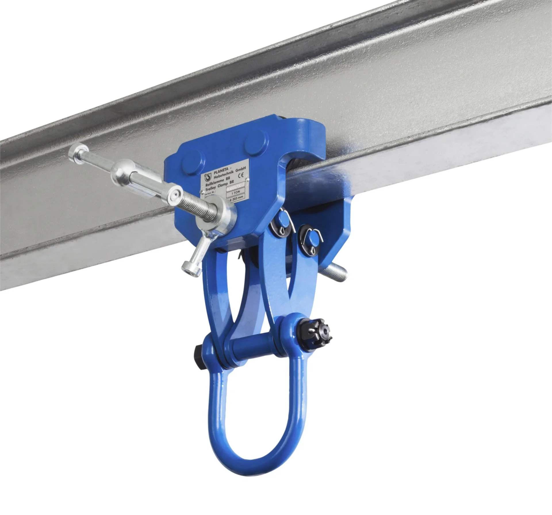 Rollklemme BR 20, Tragfähigkeit 3000 kg, Greifbereich 76 - 203 mm, Min. Kurvenradius 1,4 m - 3
