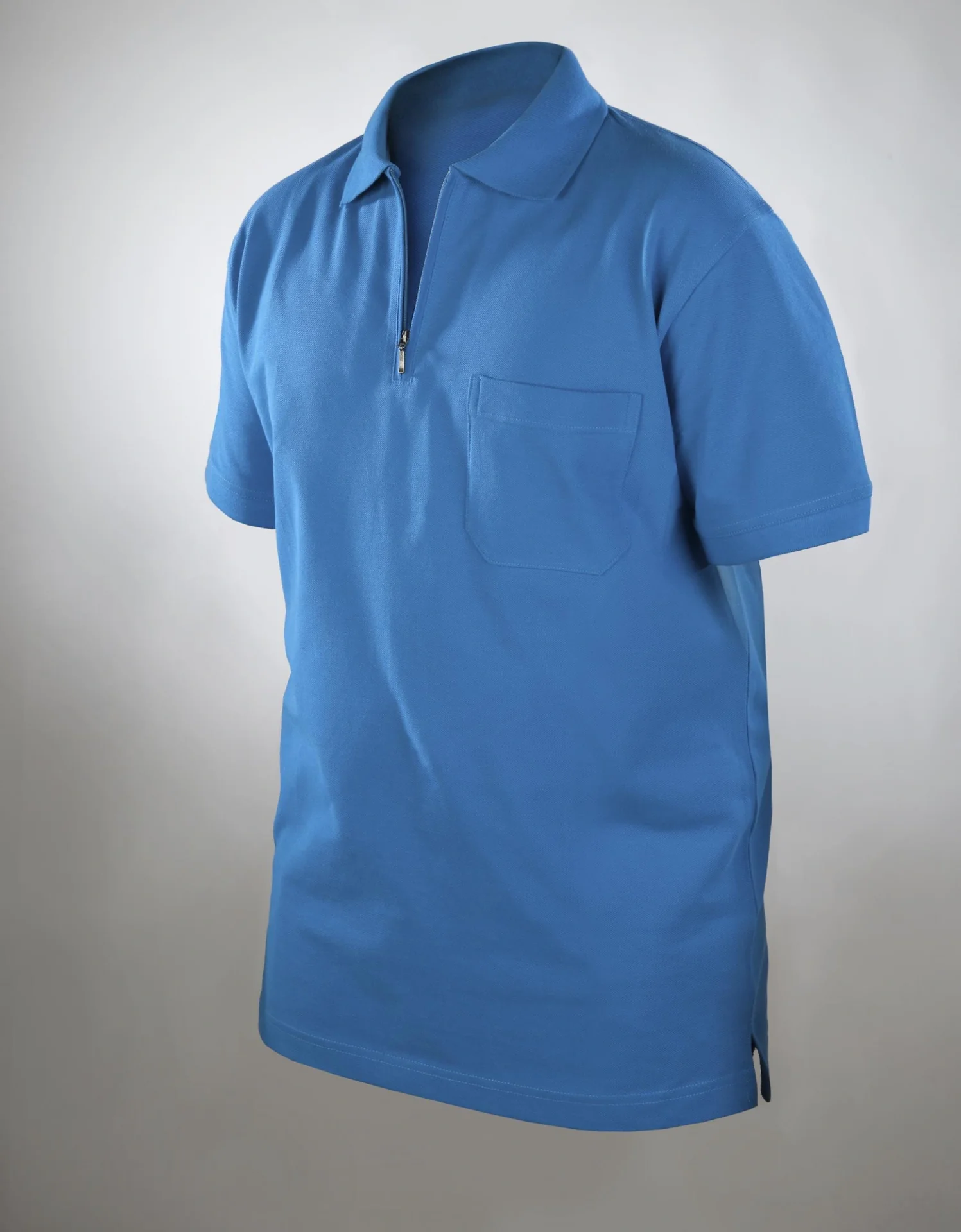 Poloshirt mit Reißverschluss, azur blau, Gr.XXL - 3