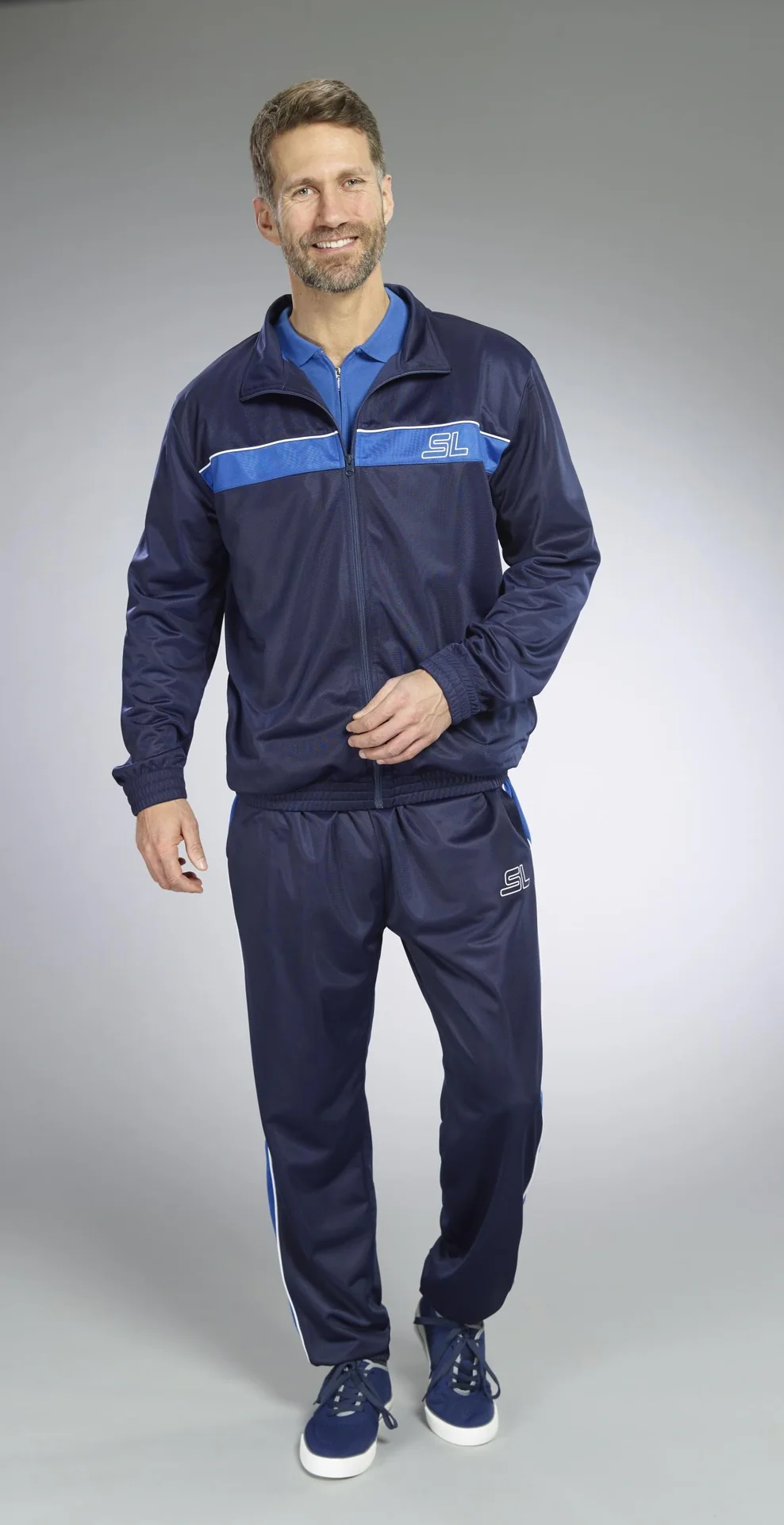 Poloshirt mit Reißverschluss, azur blau, Gr. L - 10
