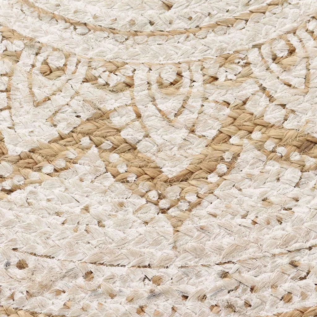 Teppich mit Druck rund 90 cm gewebte Jute - 3
