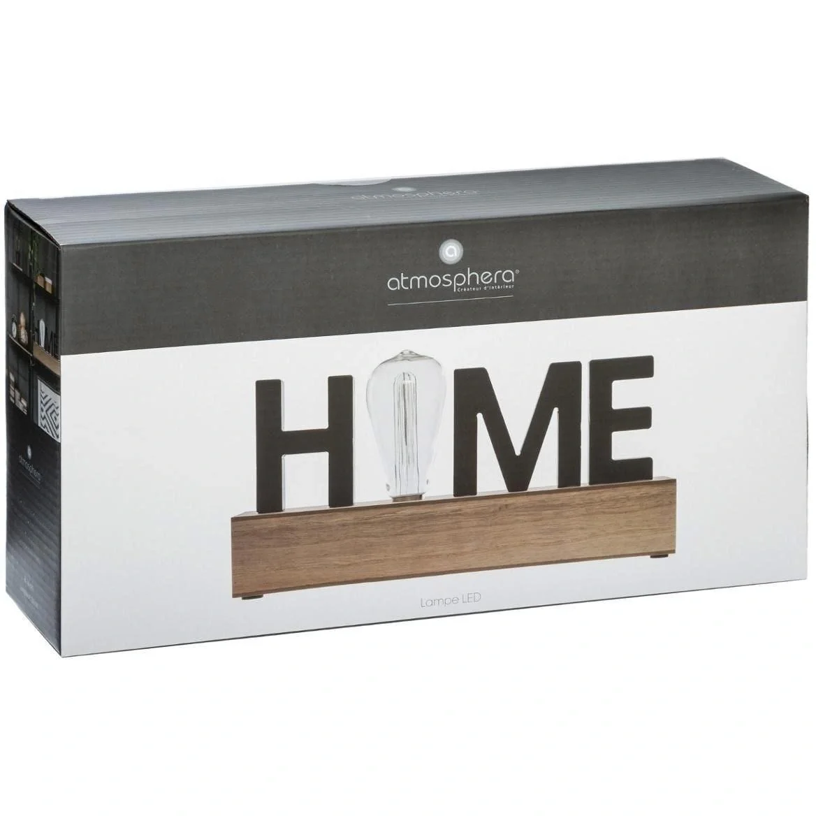 NL Lampe mit HOME Text - 34 cm - Holz - 2