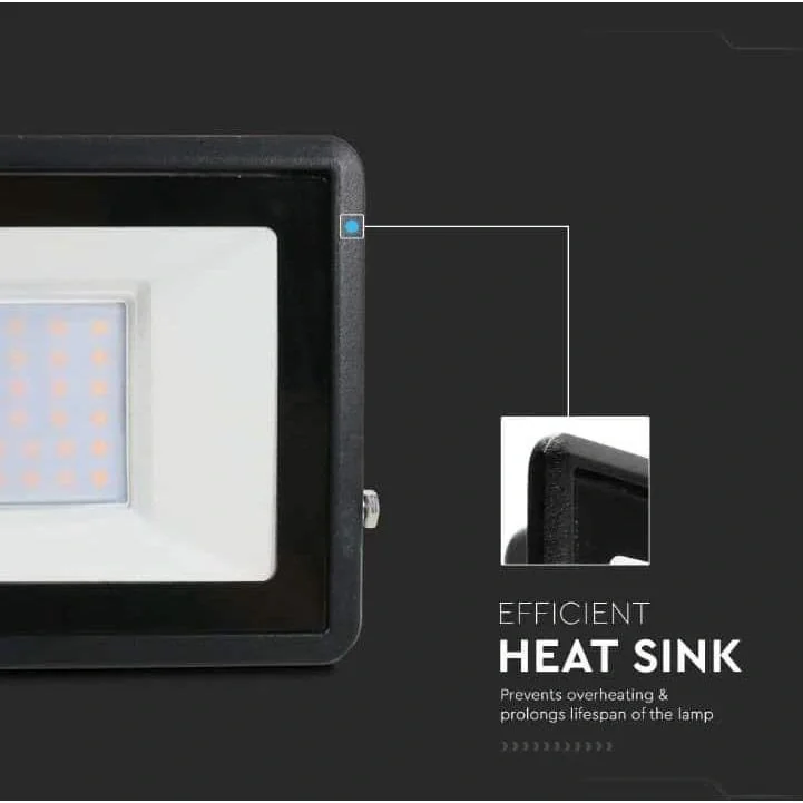 VT-138 LED-Flutlicht - 30W - 2340 Lm - 3000K - Schwarz - 9