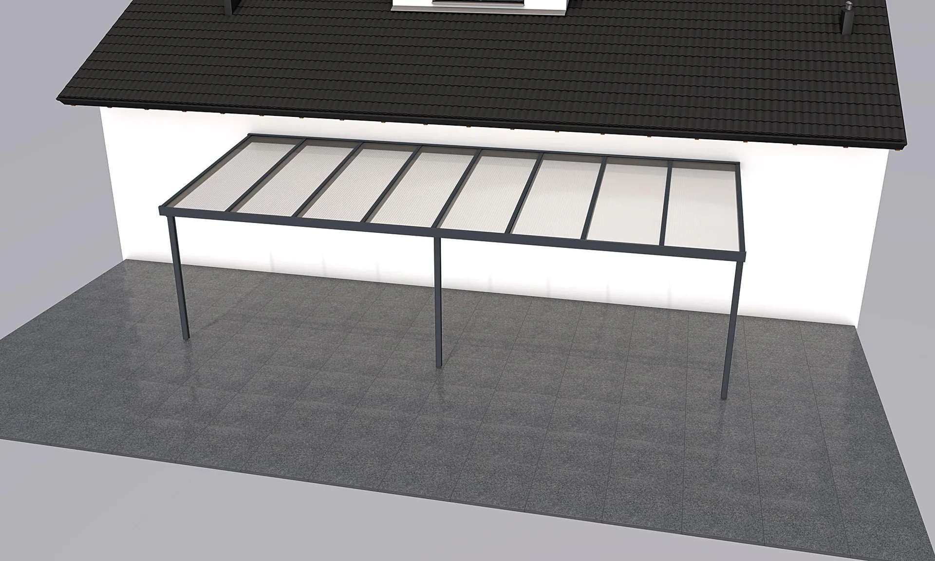 Terrassendach Premium, anthrazit, 8125 x 3060 mm - 10mm Verbundsicherheitsglas (VSG) - 2