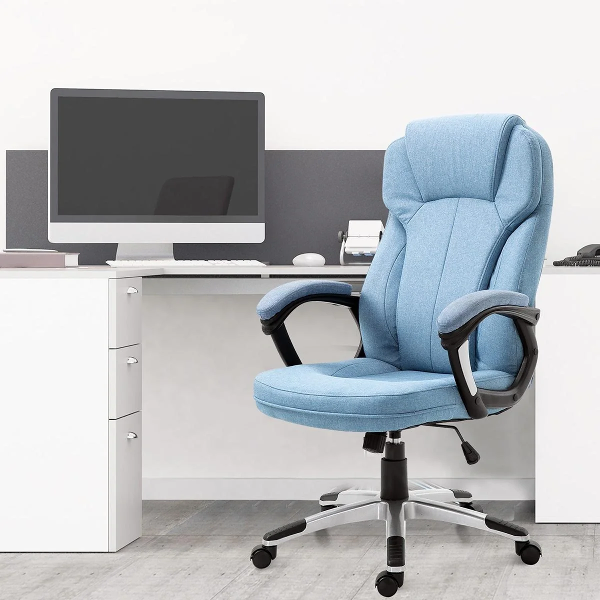 Bürostuhl mit Wippfunktion hellblau - 10