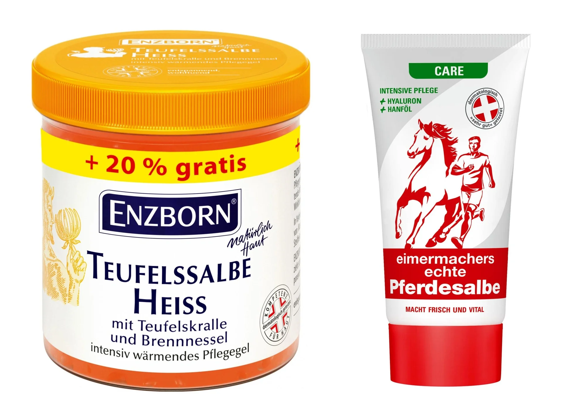 Set Teufelssalbe heiß, Dose, 240 ml + Probe Pferdesalbe Care, 30 ml - 3
