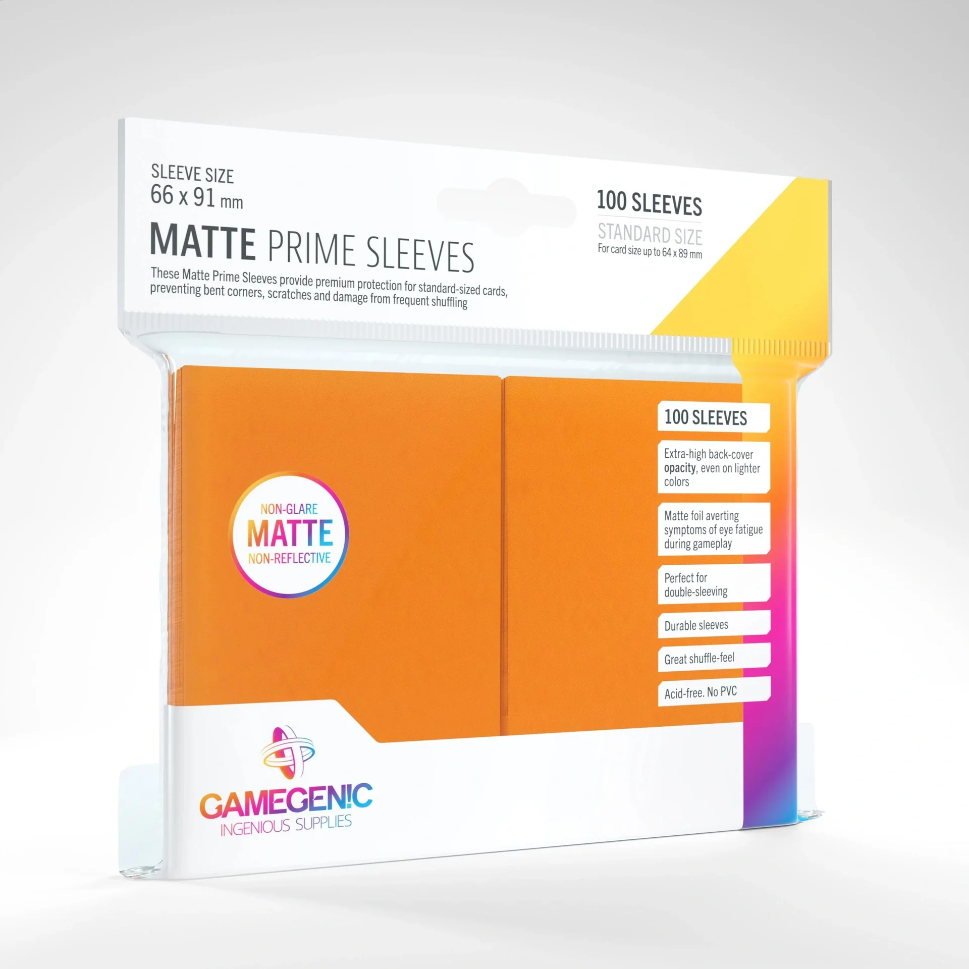 Matte Prime Sleeves Orange - 100 Stück Kartenhüllen 66 x 91 mm - 2