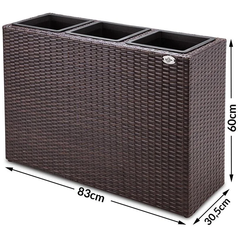 Polyrattan Blumentopf braun 83x30,5x60cm - 6