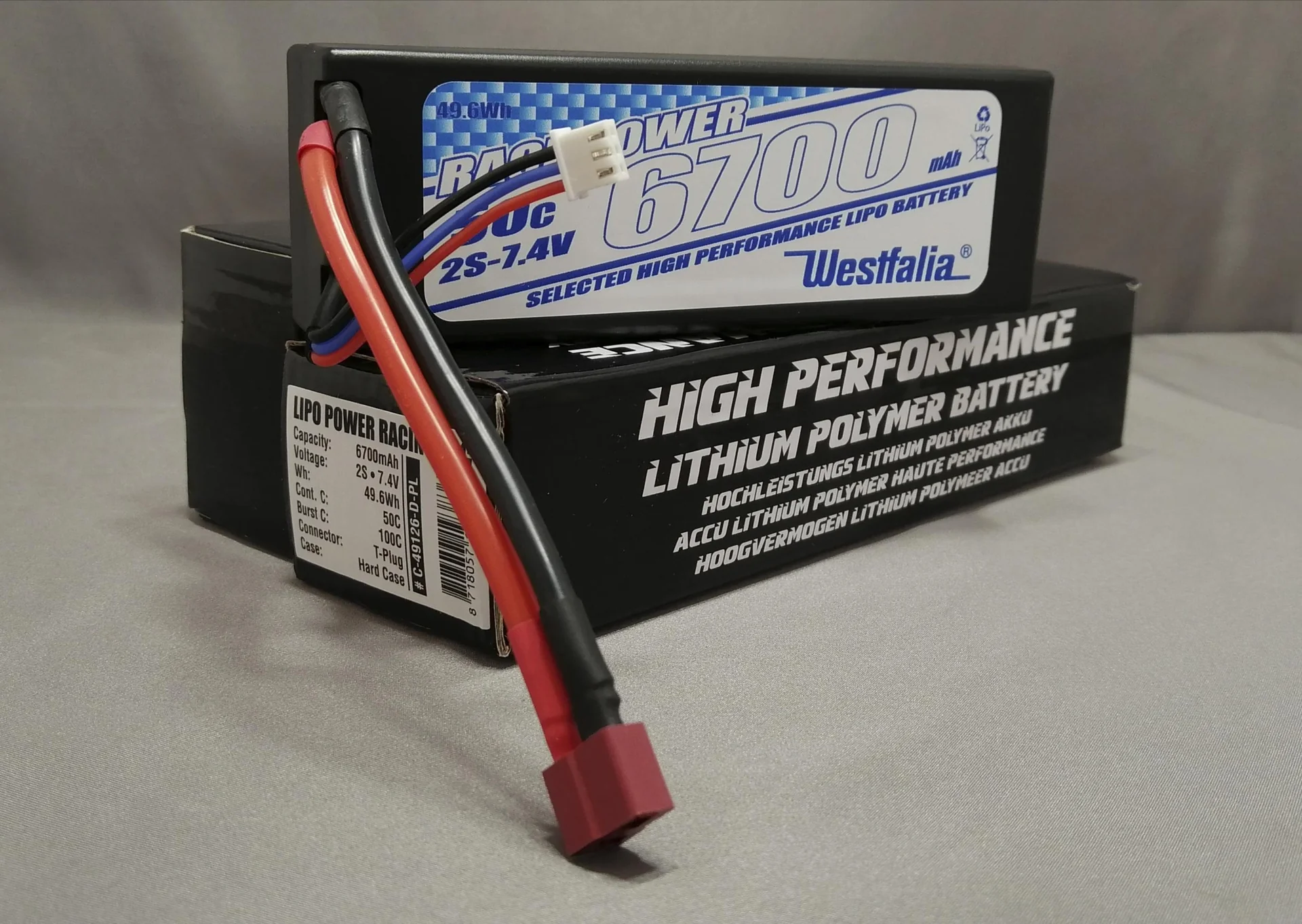 Power Racing 50C - 6700Mah - 2S - 7,4V - T-Plug - Hard Case - 1
