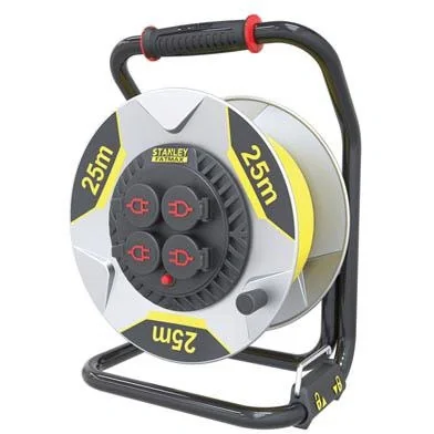 Professionelle Kabeltrommel mit Verdrehschutz - Neopren - 25 M - 3G2.5 - 4 Steckdosen - 4