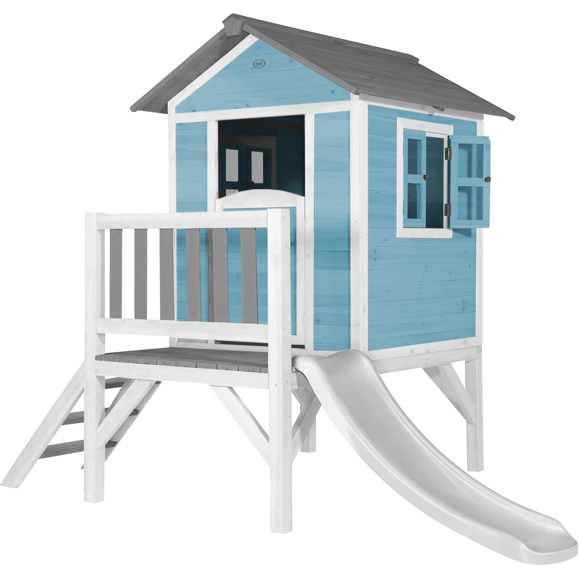 Lodge XL Spielhaus Karibisches Blau - Weiße Rutsche - 10
