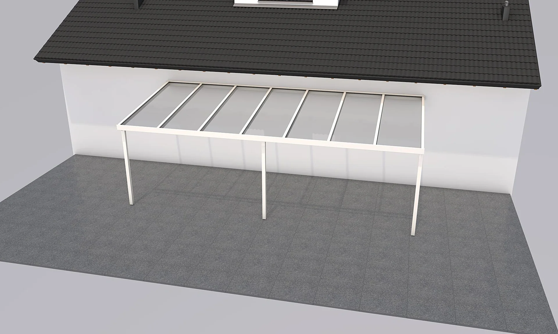 Terrassendach Premium, weiß, 7120 x 3060 mm - 10mm Verbundsicherheitsglas (VSG) - 2
