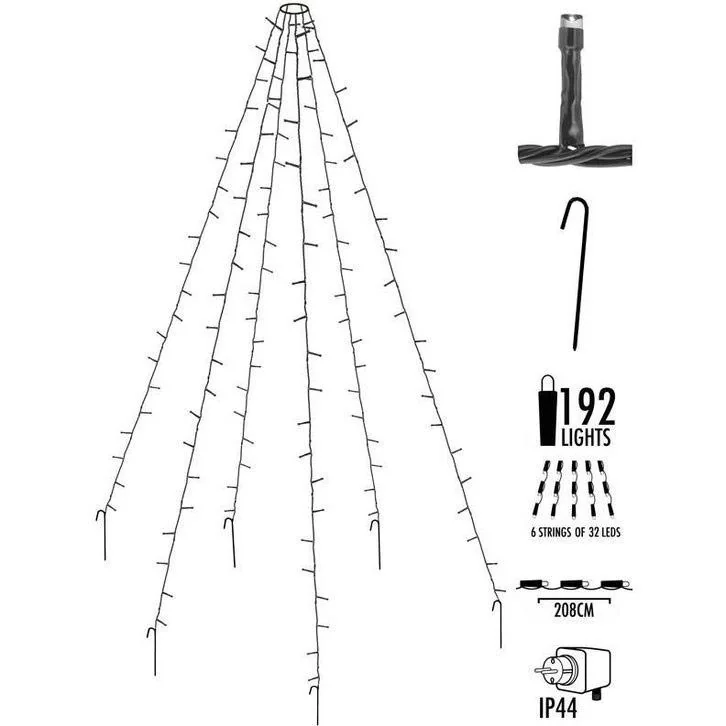 Pro Garden Flagpole Lichter - 360 LED's - 8 Meter - warmweißes Licht - wasserdicht - 2