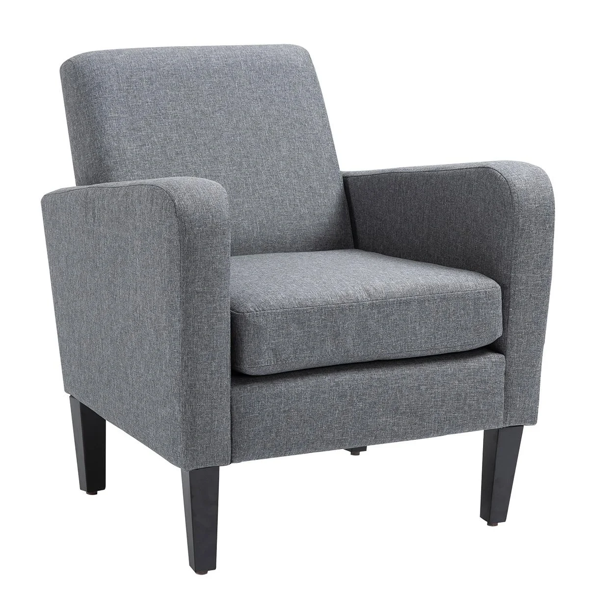 Einzelsessel Relaxsessel Einzelstuhl Polstersessel Holzfüße Leinenstoff Hellgrau 66 x 72 x 74 cm - 4
