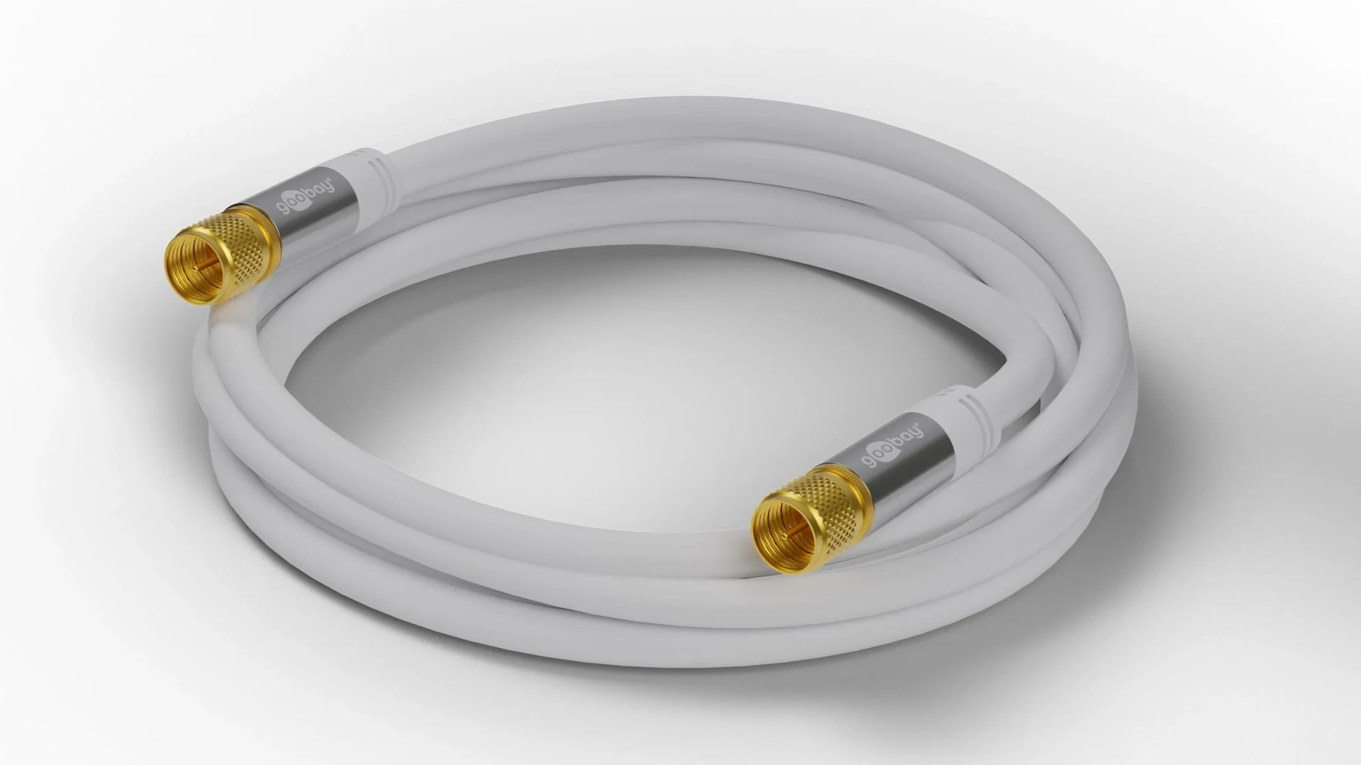 SAT Antennenkabel 135 dB, 4x geschirmt, 10 m, Weiß - vergoldet, F-Stecker > F-Stecker (70653) - 1