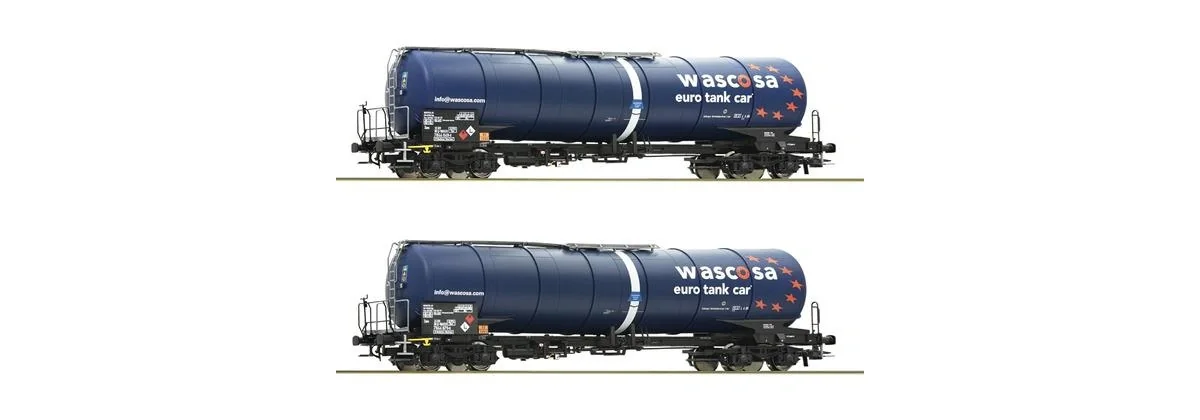 2er Set 4-achsige Kesselwagen, Gattung Zacns, der Wascosa - 1