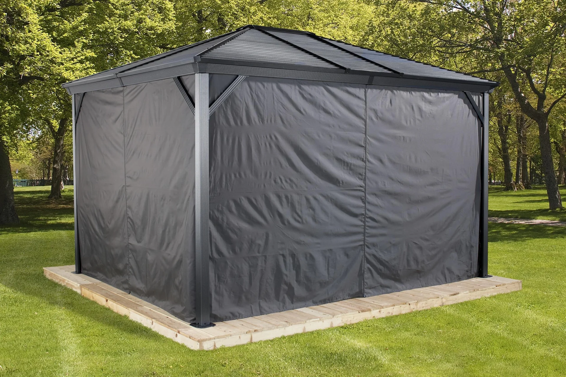 Pavillon Vorhänge Ventura aus Polyester, dunkelgrau - 1