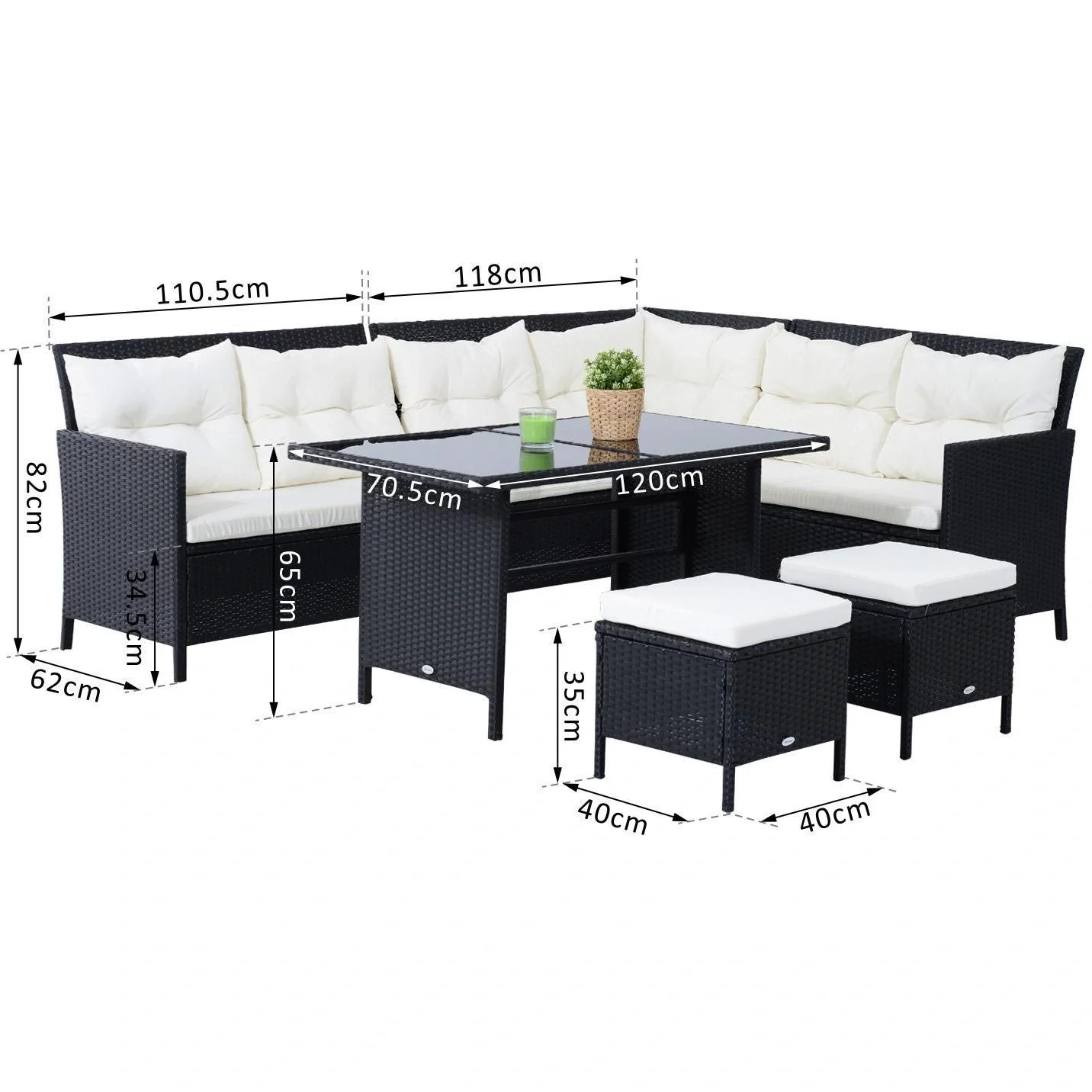 Polyrattan Sitzgruppe als 18-teiliges Set - 9