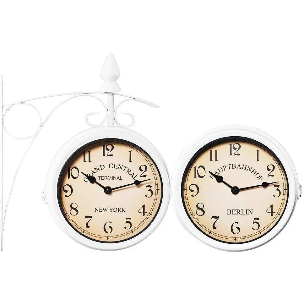 Retrostyle Bahnhofsuhr / Uhr - 29 x 9,5 x 32,5 cm -Weiß - 5